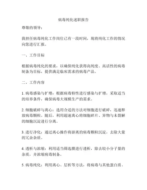 病毒纯化述职报告