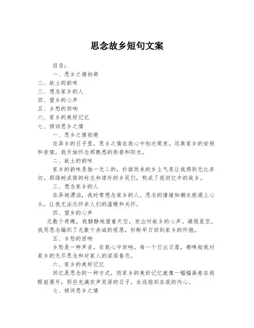 思念故乡短句文案