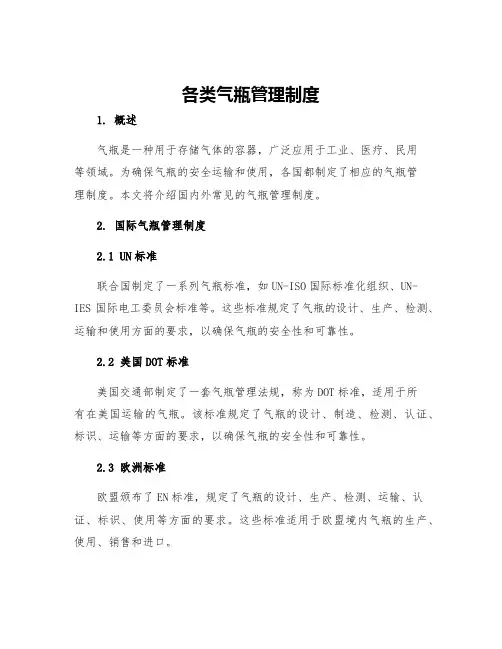 各类气瓶管理制度