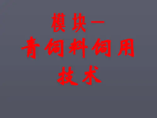 牛羊生产的青饲料饲用技术