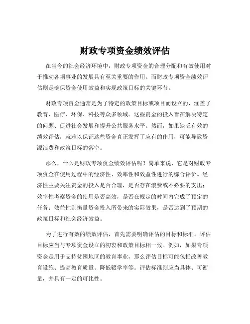 财政专项资金绩效评估
