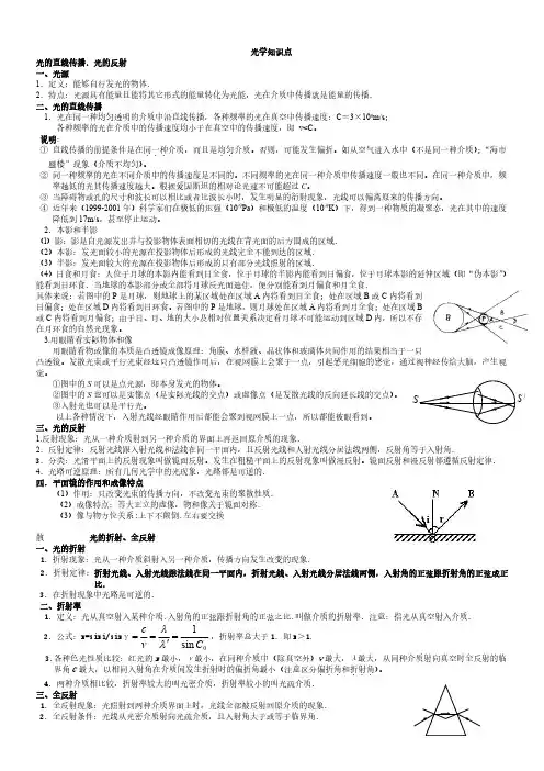 高中物理光学知识点总结