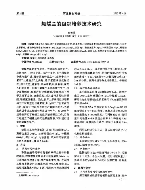 蝴蝶兰的组织培养技术研究