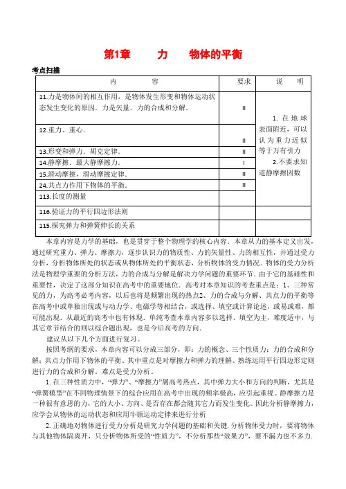 高考物理一轮复习讲义力  物体的平衡