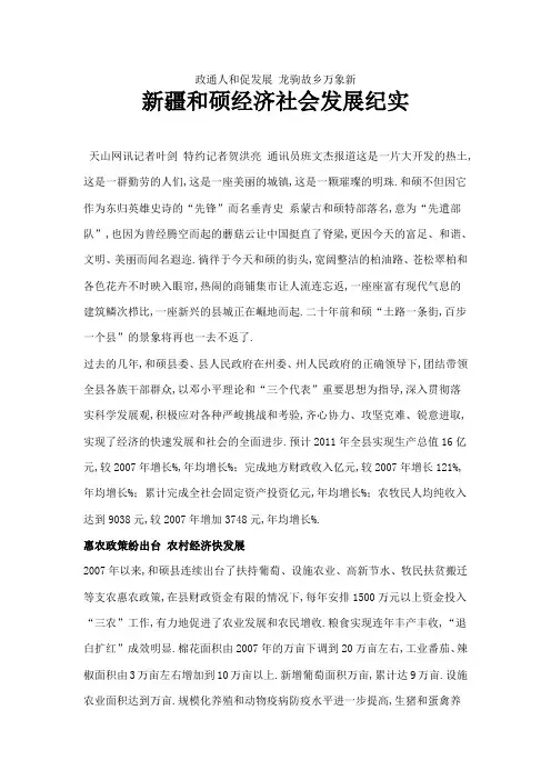 新疆和硕经济社会发展纪实