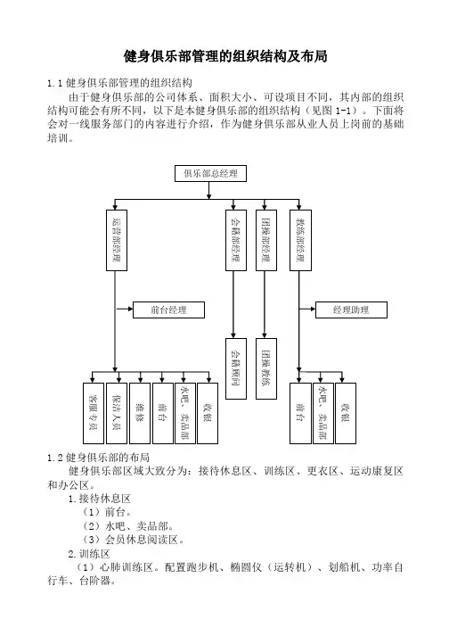 健身俱乐部管理的组织结构及布局概述