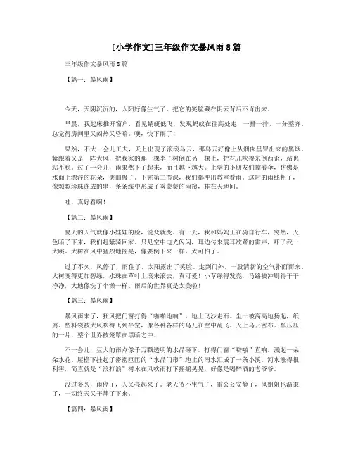 [小学作文]三年级作文暴风雨8篇