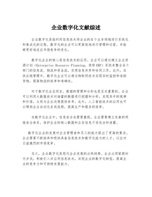企业数字化文献综述
