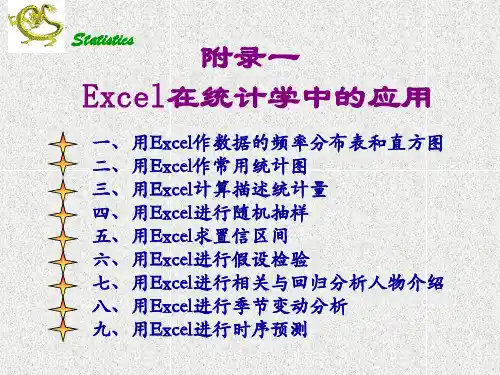 李金昌《统计学》(最新版)精品课件 Excel在统计学中的应用