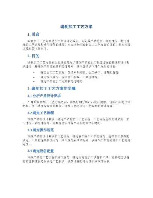 编制加工工艺方案
