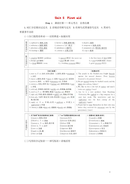 2025版高考英语总复习Unit5Firstaid教学案新人教版必修5