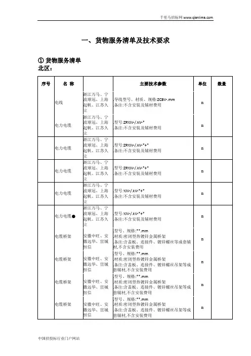 电缆电线桥架采购项目招投标书范本