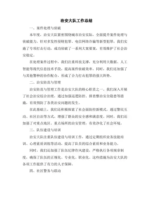 治安大队工作总结