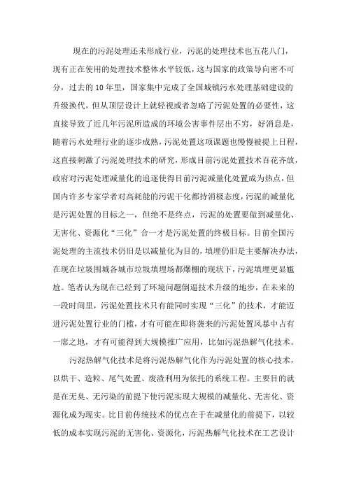污泥热解气化处理介绍