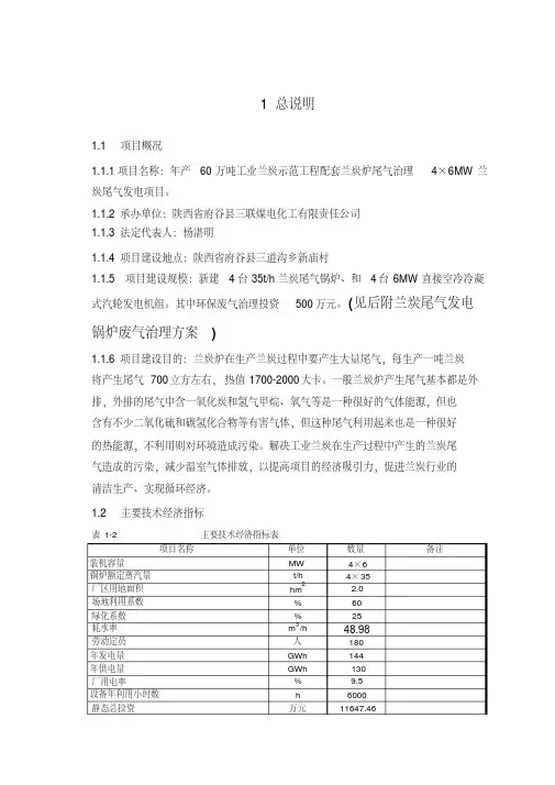 最新年产60万吨工业兰炭示范工程配套兰炭炉尾气治理4×6MW兰炭尾气发电项目可行性研究报告