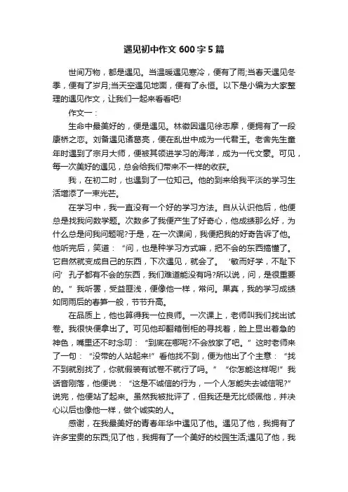 遇见初中作文600字5篇