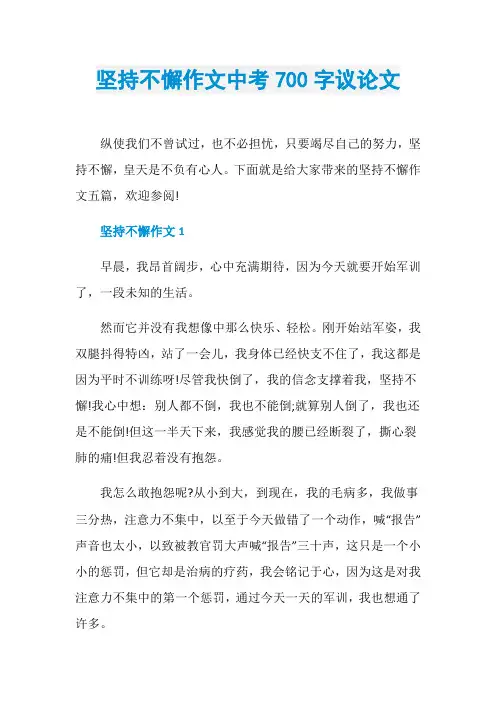 坚持不懈作文中考700字议论文