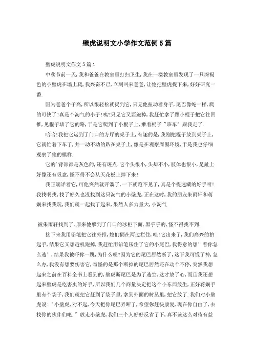 壁虎说明文小学作文范例5篇