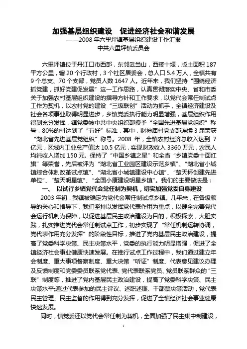 加强基层组织建设  促进经济社会和谐发展