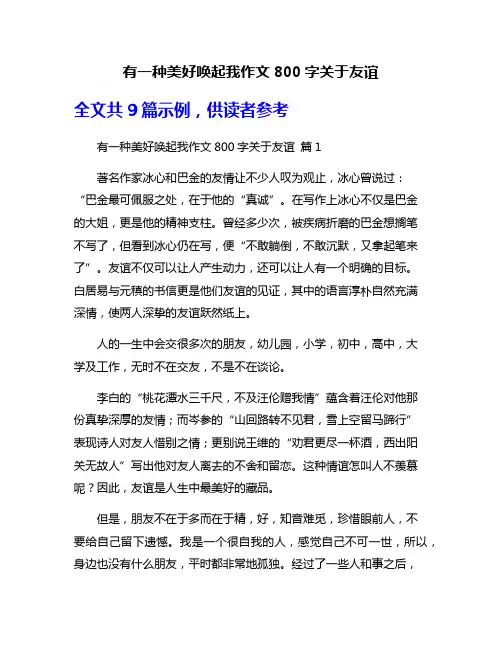 有一种美好唤起我作文800字关于友谊