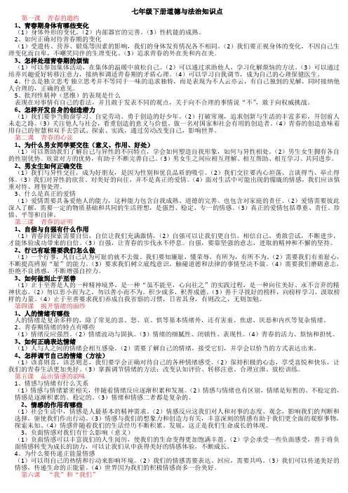 部编版七年级下册道德与法治知识点