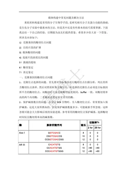 DNA重组-载体构建常见问题及解决方法