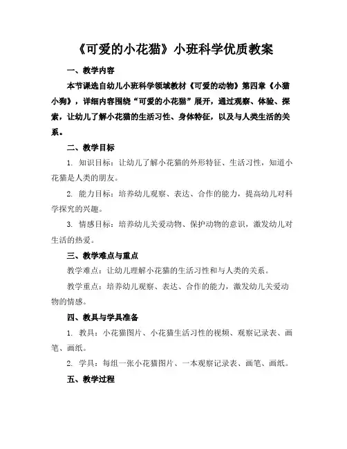 《可爱的小花猫》小班科学优质教案