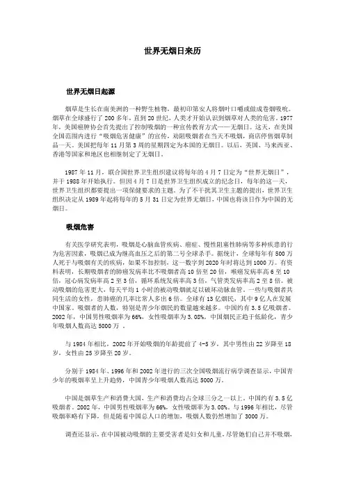 世界无烟日来历