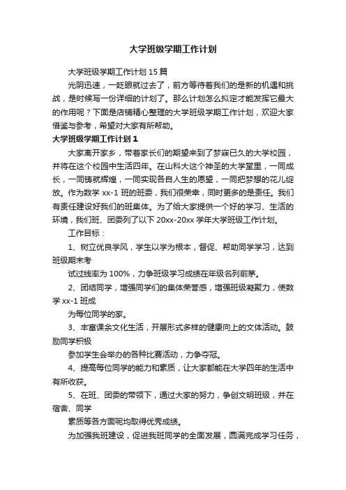 大学班级学期工作计划