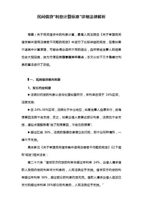 民间借贷“利息计算标准”详细法律解析