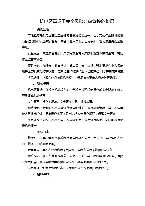 机电区重运工安全风险分级管控危险源