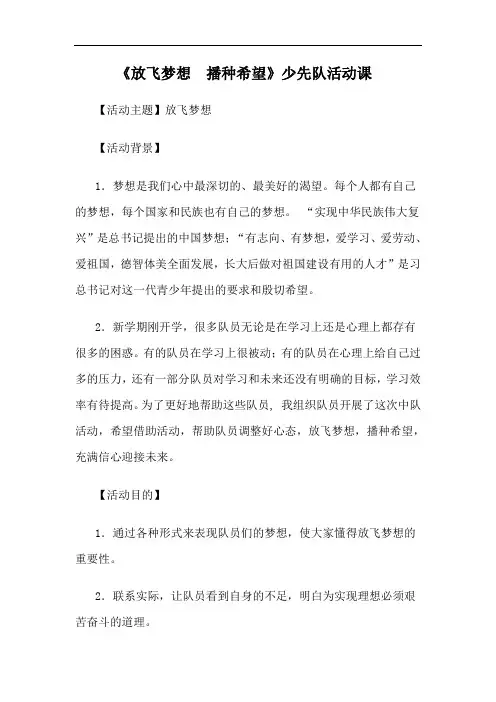 放飞梦想、播种希望少先队活动课