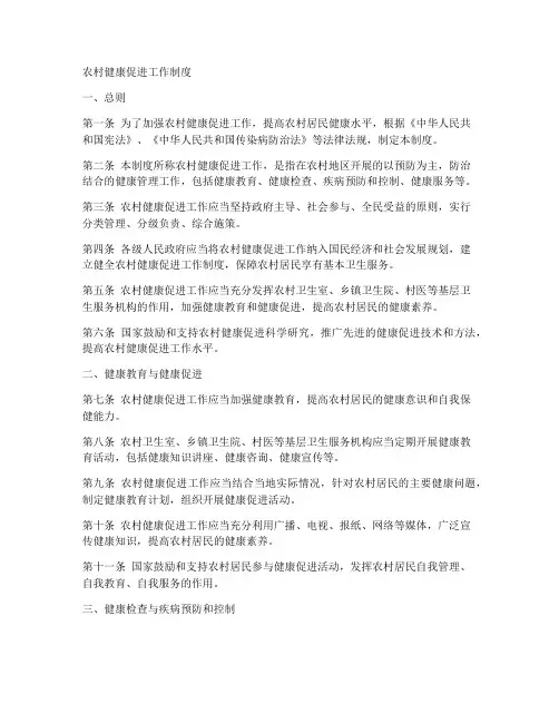 农村健康促进工作制度