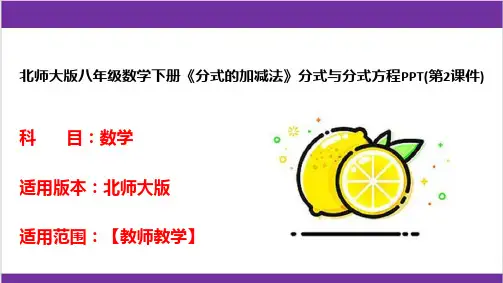 北师大版八年级数学下册《分式的加减法》分式与分式方程PPT(第2课件)