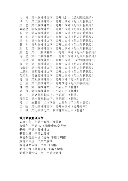 背部穴位定位