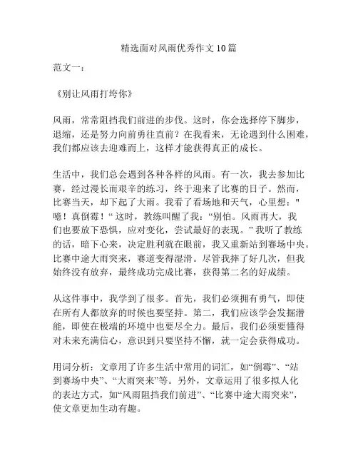精选面对风雨优秀作文10篇