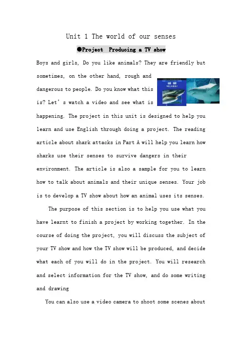 高中英语Unit 1 The world of our senses-Project