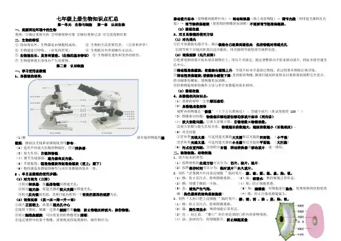 〖生物〗知识点汇总-2024--2025学年人教版生物七年级上册