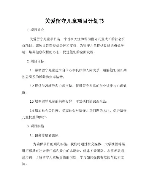 关爱留守儿童项目计划书