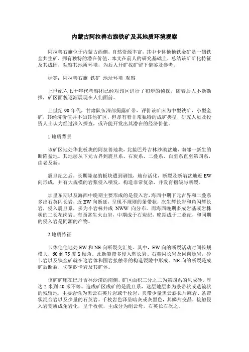 内蒙古阿拉善右旗铁矿及其地质环境观察