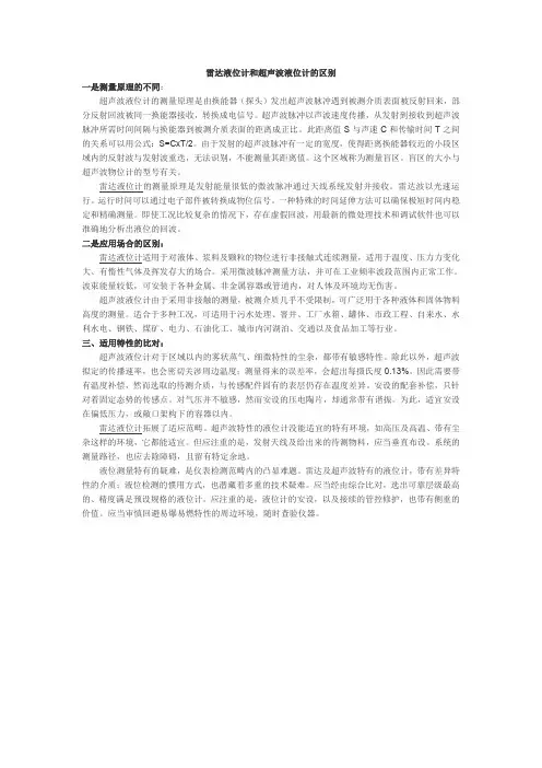 雷达液位计和超声波液位计的区别