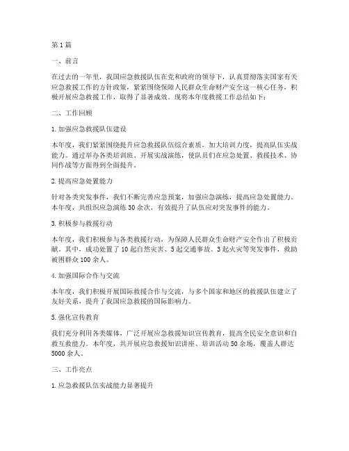 救援工作年度总结报告(3篇)