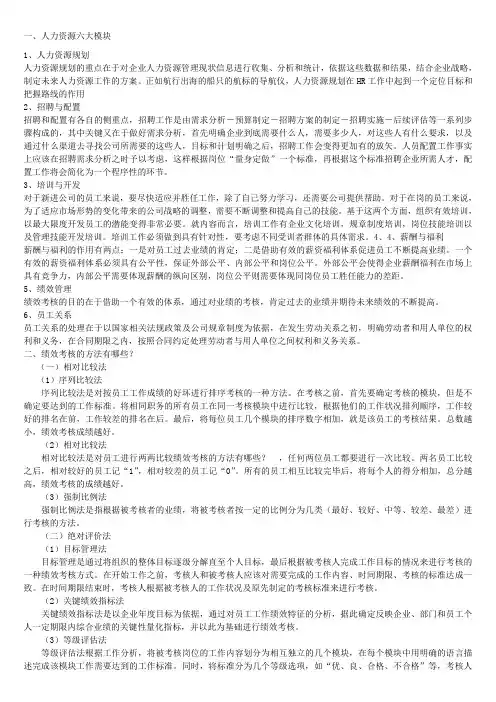 人力资源类面试常见问题回答