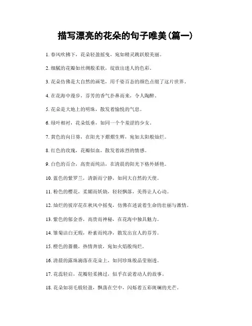 描写漂亮的花朵的句子唯美(精选2篇)