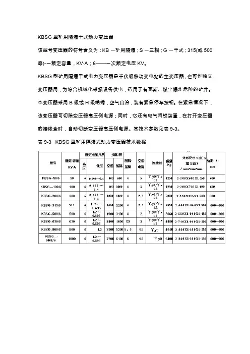 KBSG矿用隔爆干式变压器