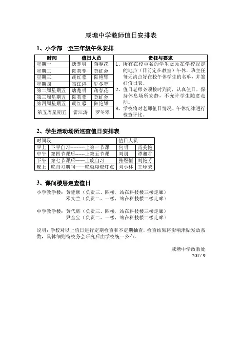 值日安排表