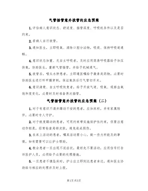 气管插管意外拔管的应急预案(4篇)