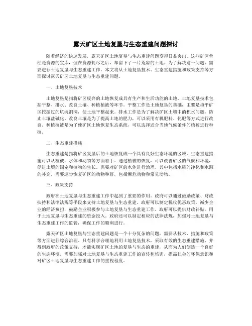 露天矿区土地复垦与生态重建问题探讨