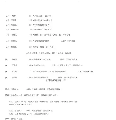 常见的拓展训练口号