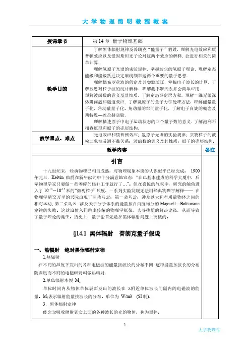 大学物理-电子教案第12章 量子物理基础